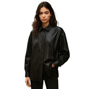 Favorite Daughter Faux Crocodile Leather Oversized Jacket Size XS